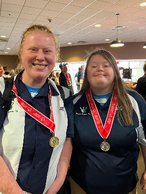 My friend Dorrie & me at our bowling tournament.